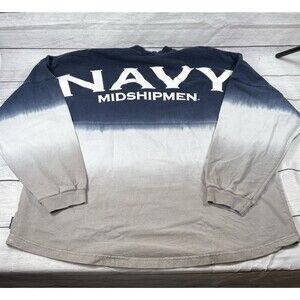 Navy Midshipmen Spirit Jersey Sz XXL Blue Gray Ombre Long Sleeve Dip-Dyed